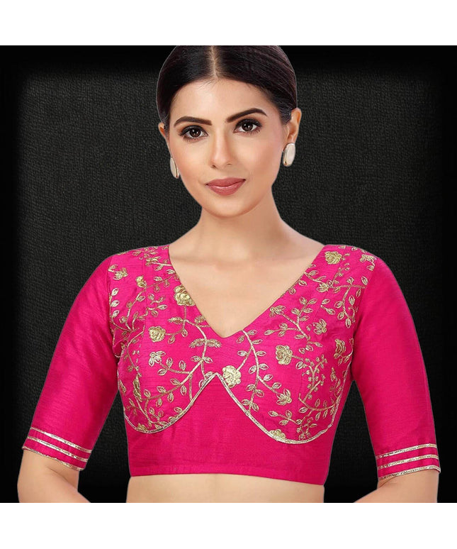 2879 Raw silk blouse | readymade blouse for saree - Kurti Connection USA