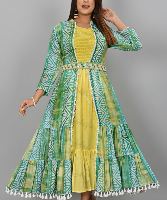 Rayon Kurti with jacket - Kurti Connection USA