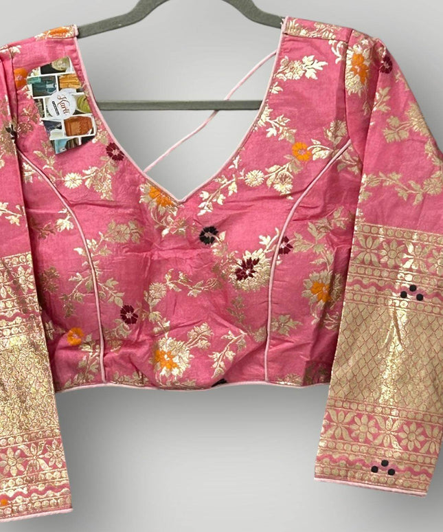 Pink Banarasi blouse - Kurti Connection USA