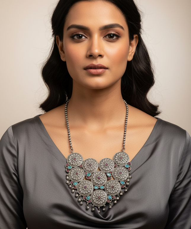 Banjara necklace | oxidized silver jewelry by Kurti Connection USA