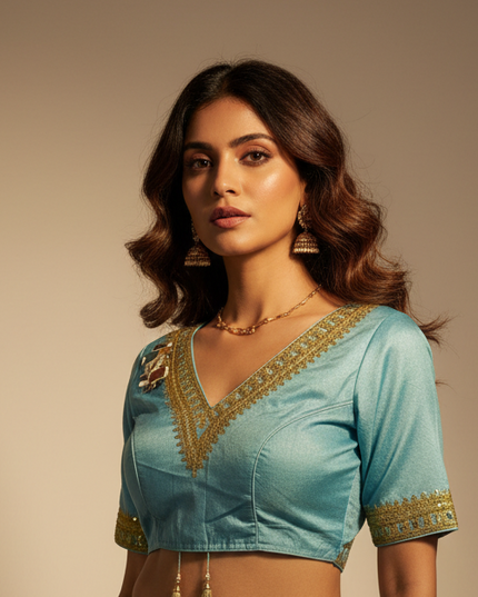 Light blue blouse by Kurti Connection USA