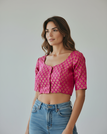 Dark pink blouse by Kurti Connection USA