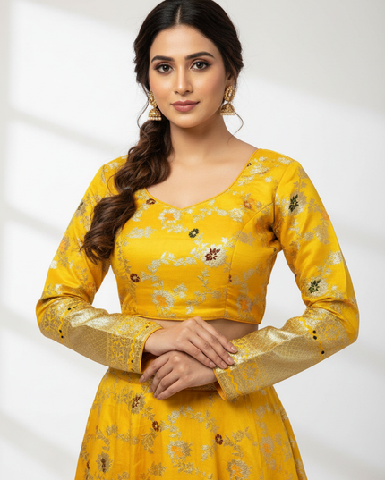 Dola silk blouse / long sleeves by Kurti Connection USA