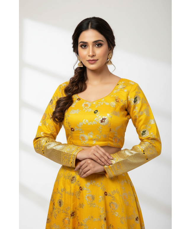 Dola silk blouse / long sleeves by Kurti Connection USA