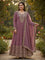 Kurti Connection USA mauve chiffon Anarkali kurta set with intricate gold embroidery and matching sheer dupatta