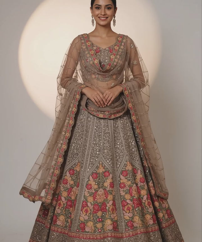 Bridal Lehenga Choli Set – Embroidered Floral