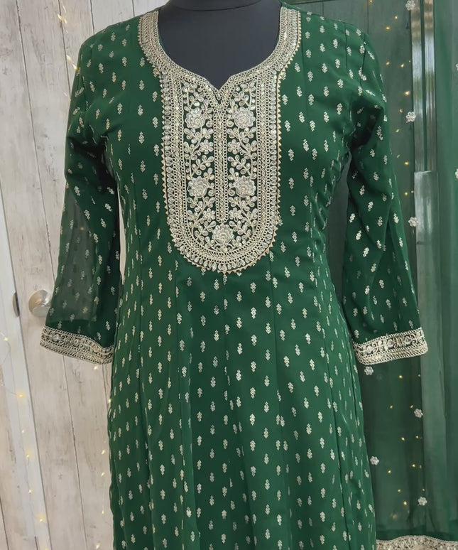 Emerald green Anarkali suit : for wedding guests